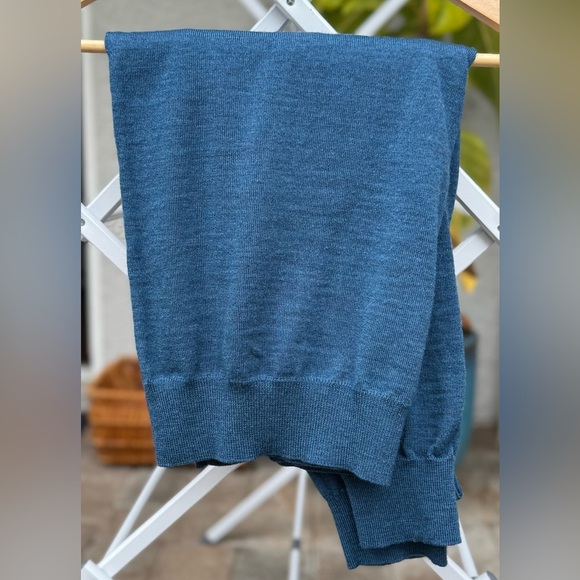 Saks Fifth Avenue 1/4-Zip Sweater XL – 100% Merino Wool, Made in Italy, Blue - Picture 14 of 14